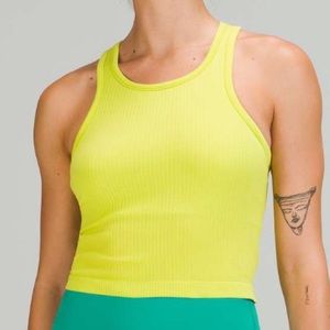 NWT Ebb To Street Racerback Crop Tank Top Yellow Serpentine